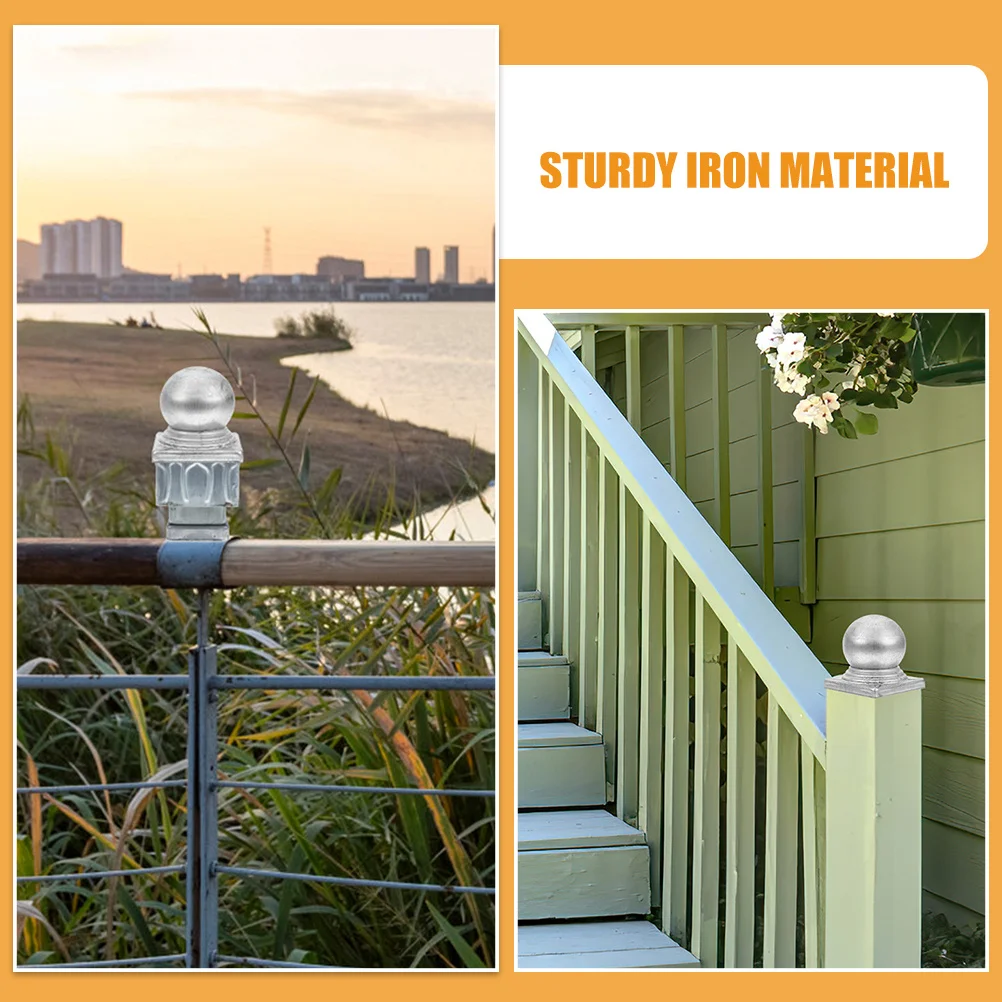 

4Pcs Iron Fence Post Caps Ball Shaped Durable Metal Guardrail Covers Fence Post Replacement Accessories Guardrail Caps