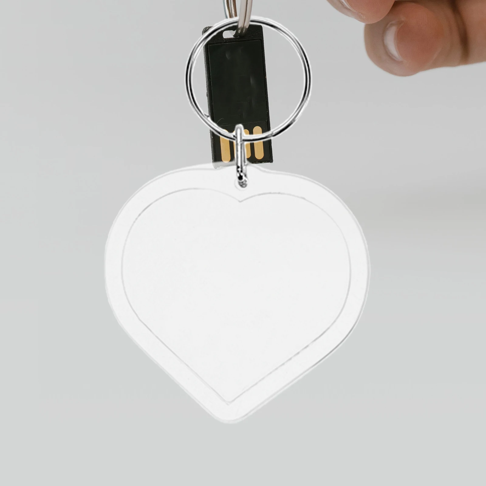10 Pcs Heart-Shaped Acrylic Keychains Transparent Photo Frame Keyrings Creative Pendant Gift