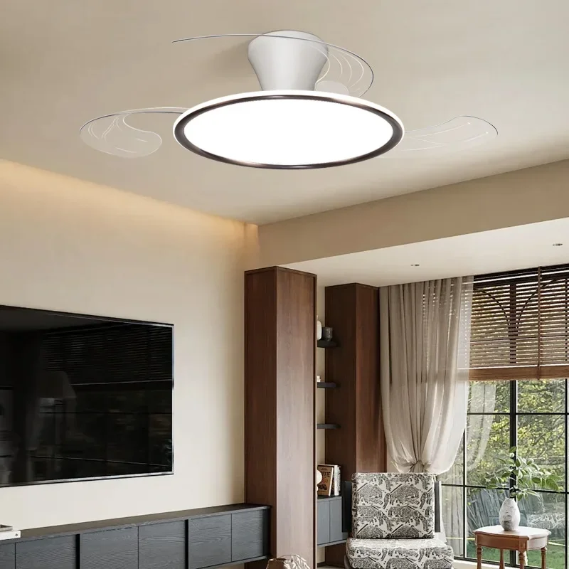 مصباح مروحة غير مرئي للمطاعم، حديث وبسيط، ومروحة سقف لغرفة النوم المنزلية، وتحويل تردد الضوء عن بعد