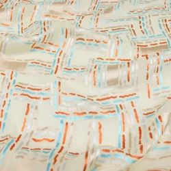 Grid Line Motif Line Cheap Price Comfortable Shiny Breathable Silk Burn Out Fabric for Women Holiday Dress Pants Shirt Scarf