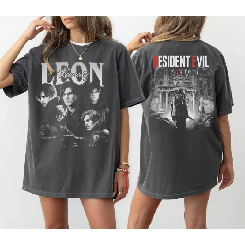 Men's Leon S. Kennedy Resident Evil 9 Requiem T-shirt Short Sleeved, Suitable for Both Men and Women in All Seasons