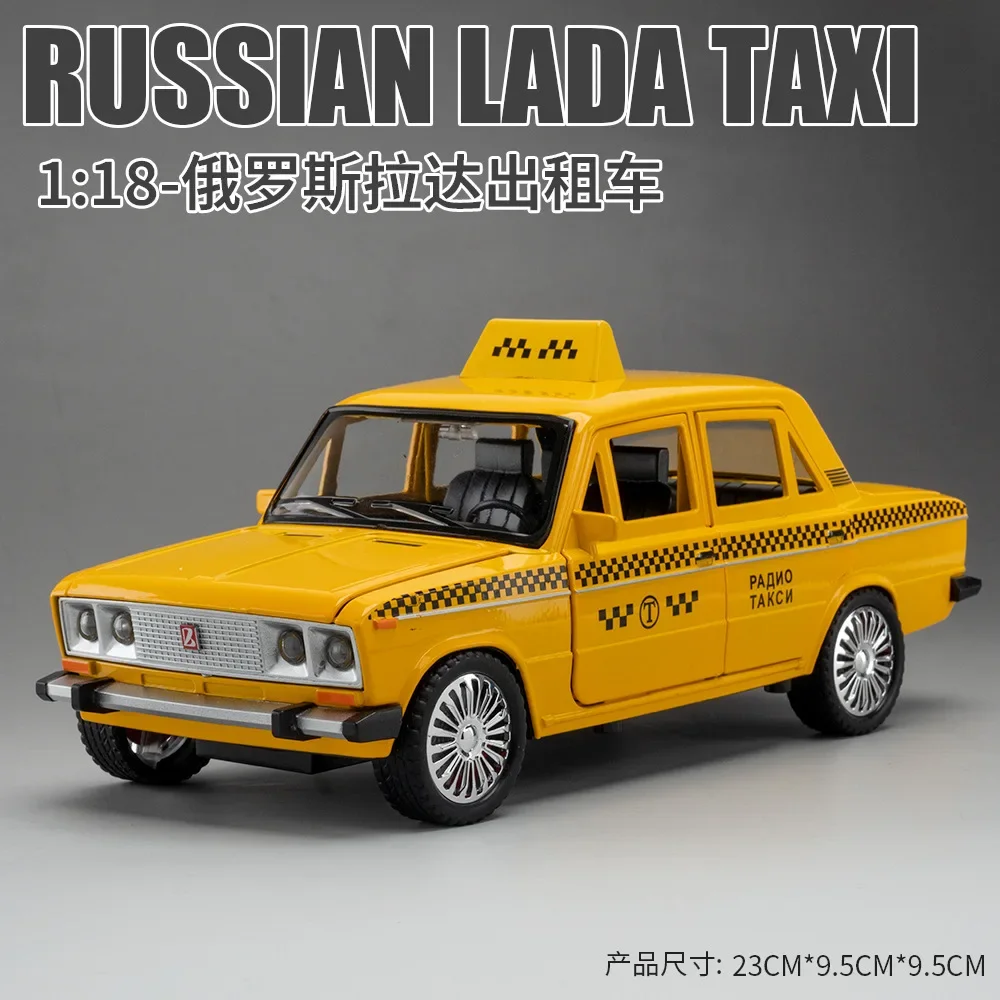 1:18 Russian LADA NIVA Taxi Alloy Diecasts & Toy Vehicles Metal Toy Car Model Sound and light Collection Kids Toy