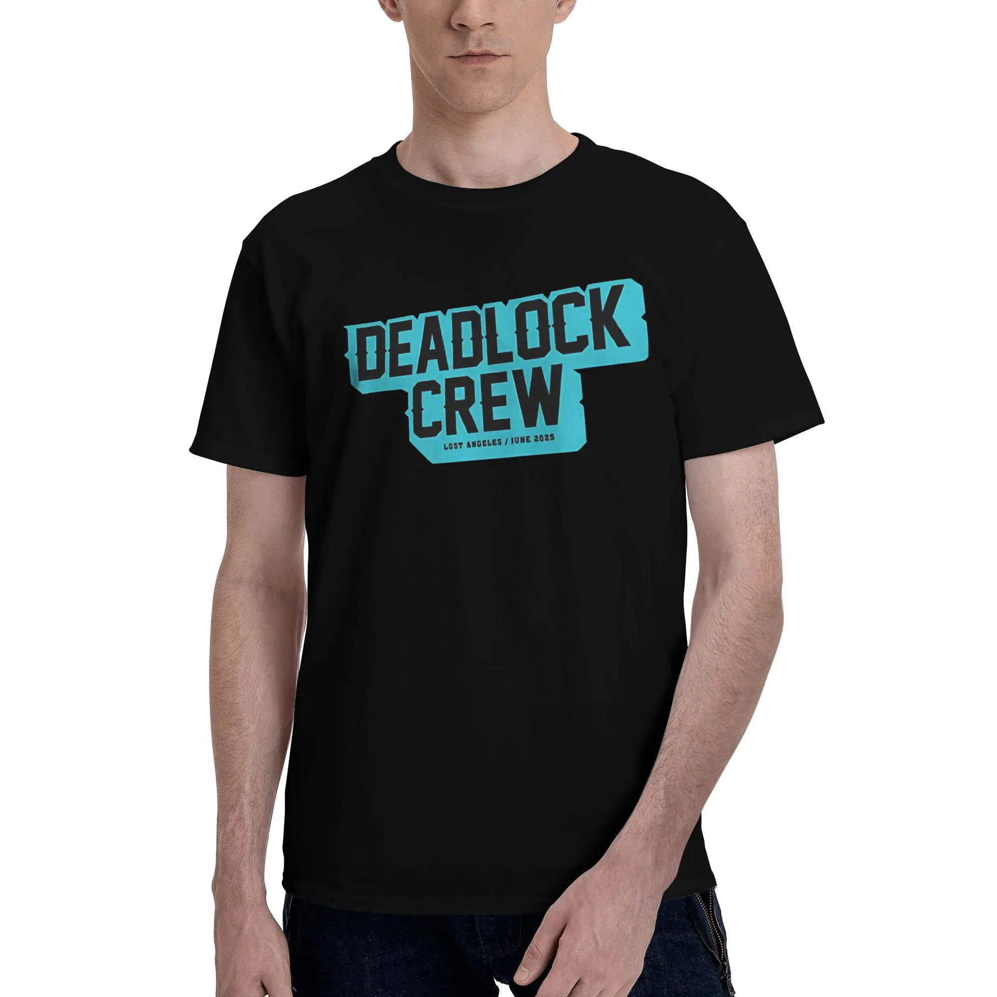 Deadlock Crew Lost Angeles 2026 Grafik-T-Shirt aus 100 % Baumwolle. Deadlock Tops T-Shirts für Herren