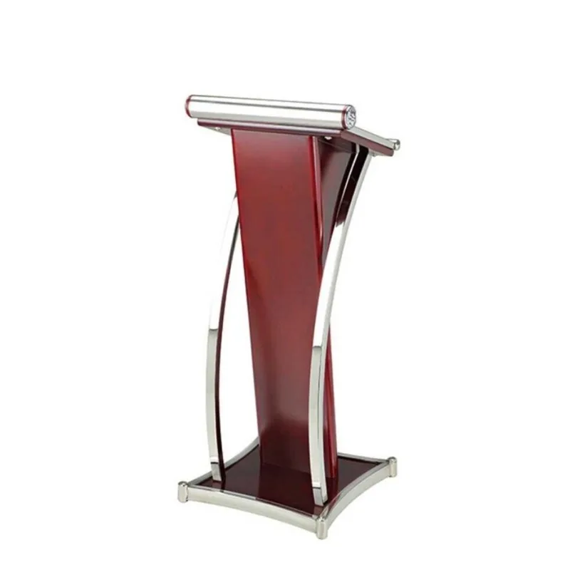 Steel and wood lectern, lectern, simple and fashionable crescent-shaped British reception, reception restaurant, welcome desk