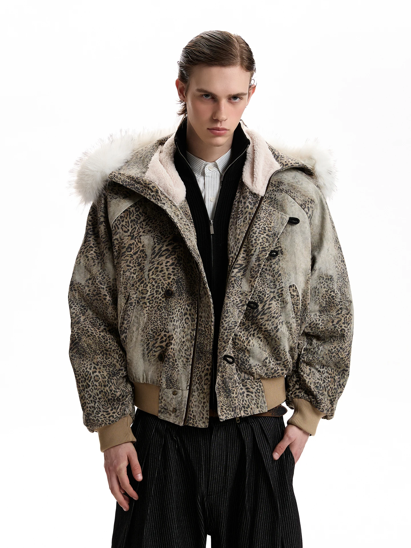 

Куртка PUEE в американском ретро-стиле с леопардовым принтом, утепленная, теплая, с капюшоном, из хлопка, для зимы, молодежная, модная