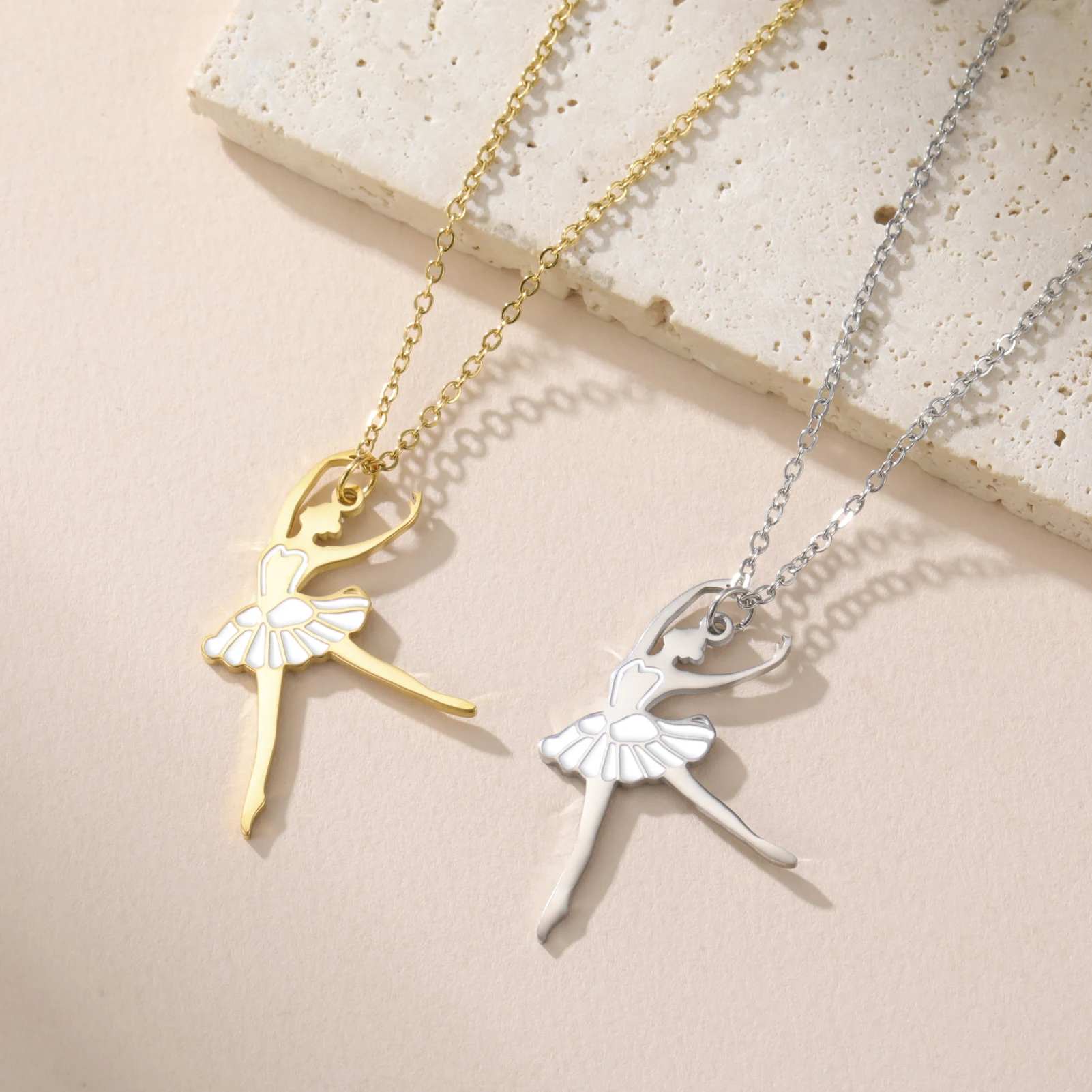 COOLTIME Gymnastik Anhänger Halskette für Frauen Edelstahl Mode Sport Ballett Tänzerin Halskette Turnerin Schmuck Neue – Detail 10