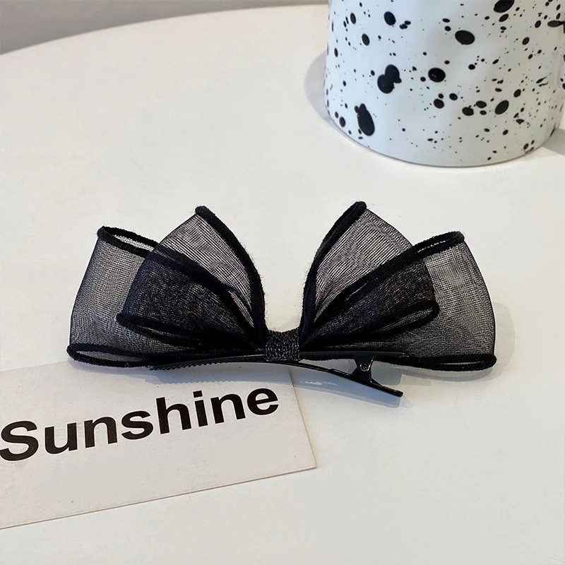 2023 Black Lace Double-layer Mesh Bow Hairpin for Women Girls Fashion Korea Sweet Student Hair Clip Hair Accessories