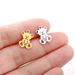 5Pcs/Lot Cute Animal Stainless Steel Charms Flat Bear Pendant Handmade for Necklace Jewelry Making Supplies Diy Accessories