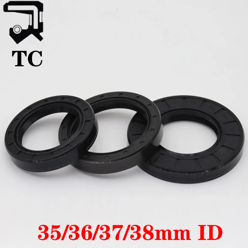 TC 35/36/37/38mm ID Black Nitrile Rubber NBR Grooved Double U Lips Spring Gasket Ring Sealing Radial Shaft Skeleton Oil Seal