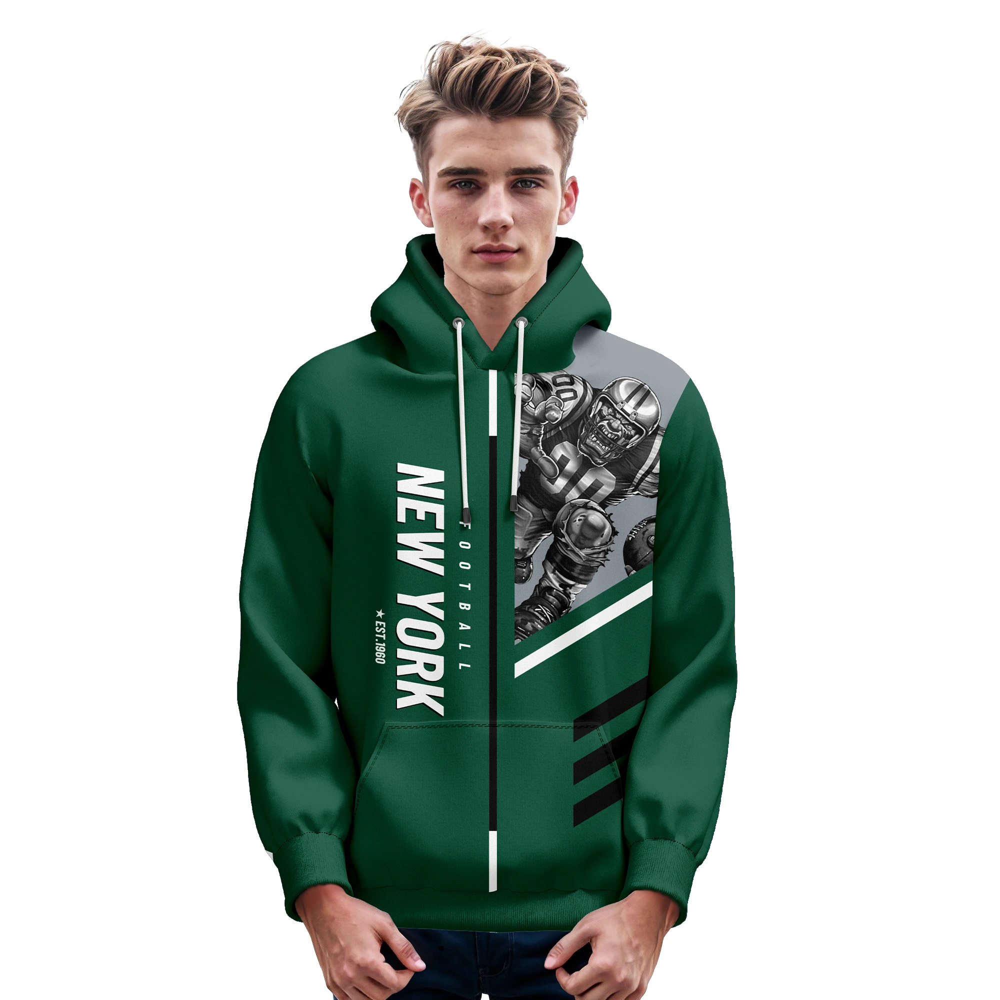 Custom New York American Football City Hoodies 3D Printed Pullover Personalized Name Number Sweatshirts for Men Women Youth Fans