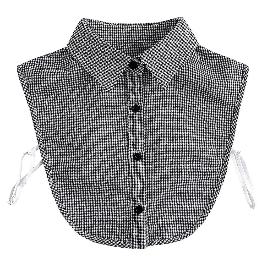 Detachable Plaid Fake Collar Houndstooth Sharp Collar Lapel Half Shirt Black Square Collar Adjustable Neckline