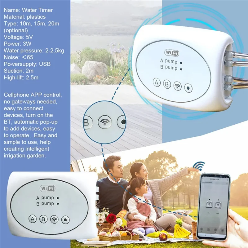 

Best-Wifi Smart Garden Irrigation Controller Plant Automatic Drip Irrigation System Kit Mobile Phone Control(10M 15Pots) Easy To