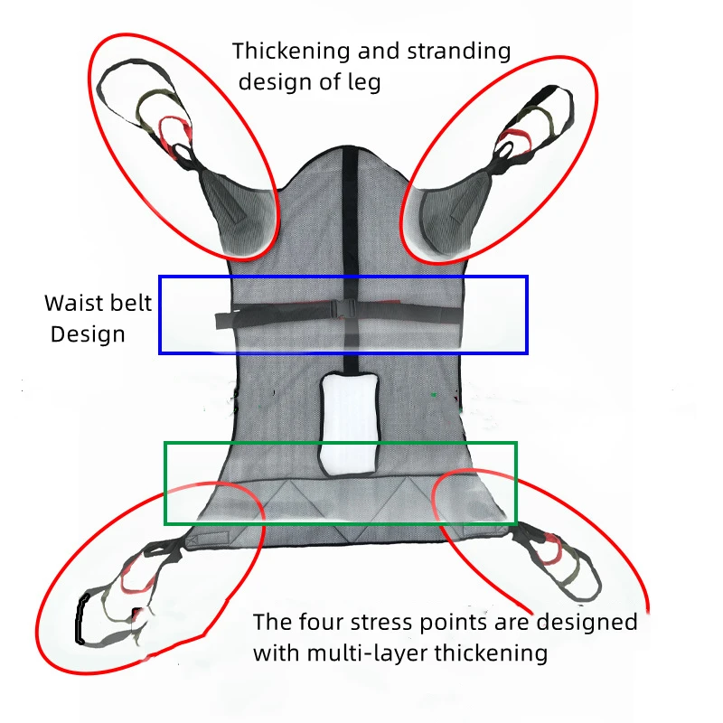 Medical Lift Sling Transfer Belt Sheet Household Bed Wheelchair Spreader Lift Strip Blanket for Elder Disable Paralyzed Patient