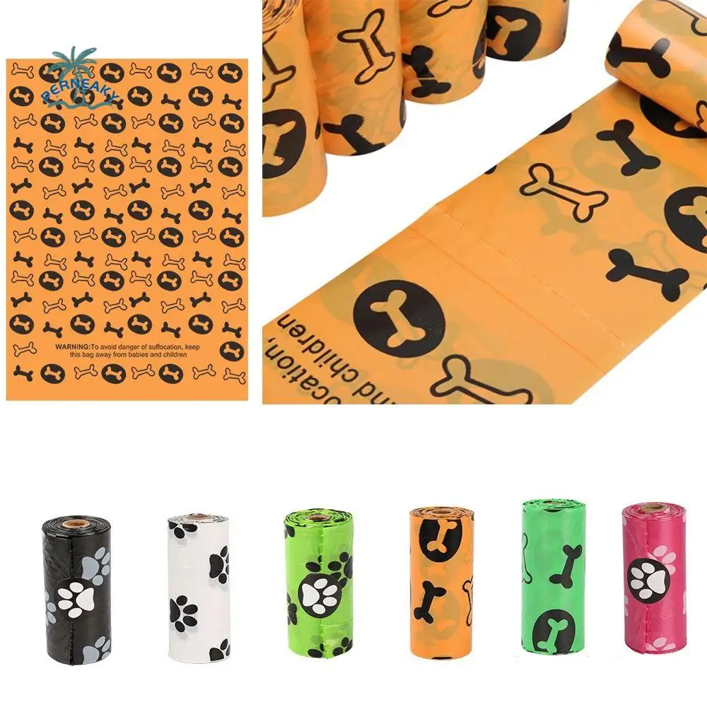 15pcs/roll Degradable Dog Poop Bags Small Biodegradable Pet Garbage Bag Disposable Put Pet Feces Pet Cat Garbage Bags Home