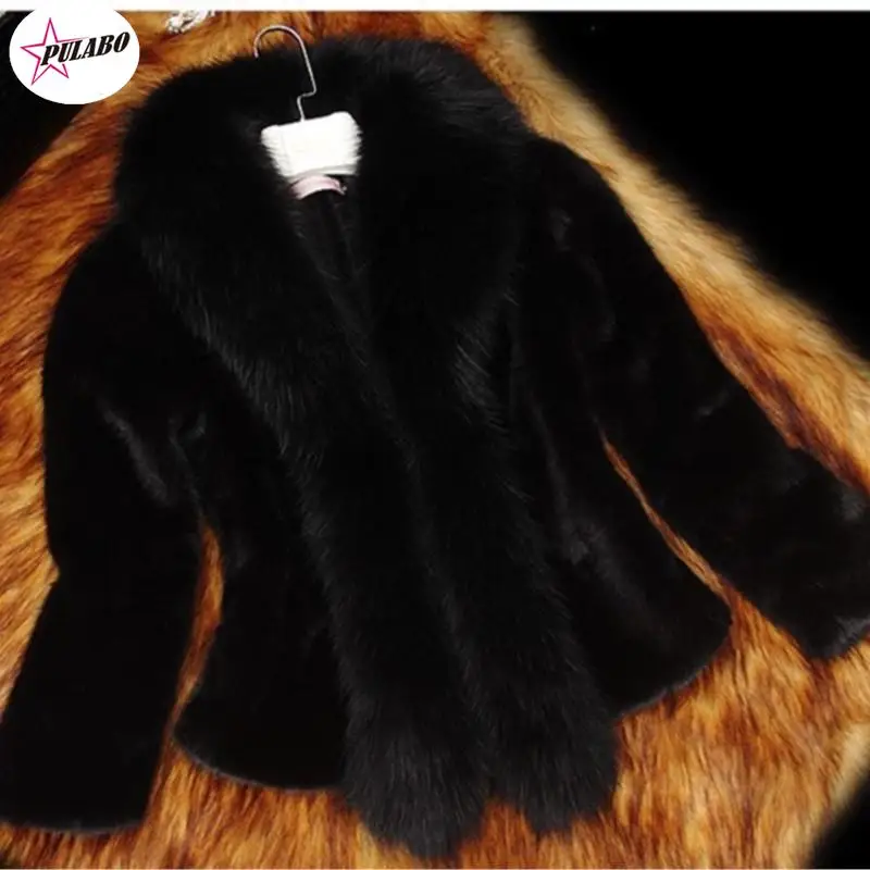 PULABO Winter Women Fur Coats White Black Thick Warm Faux Fur Jacket Short Outerwear