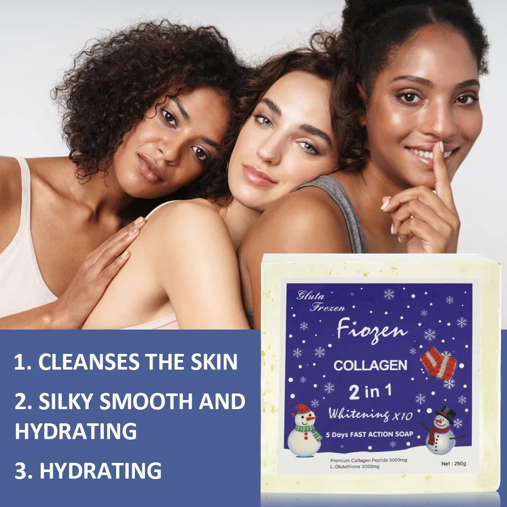 5D Gluta Frozen Collagen 2 in 1 Whitening 5D GLUTA Fast Action Anti-tach and Anti-aging 250g Face and body Clean Soap