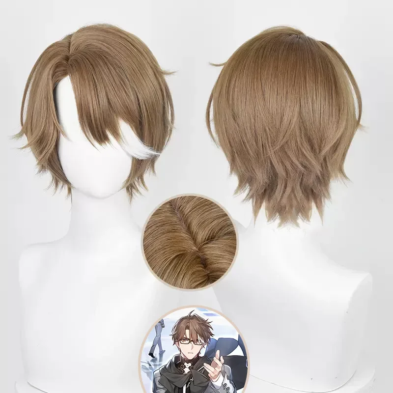 Game Honkai: Star Rail Welt Yang Cosplay Wig Light Brown Short Hair Heat Resistant Synthetic Halloween Party Accessories Props