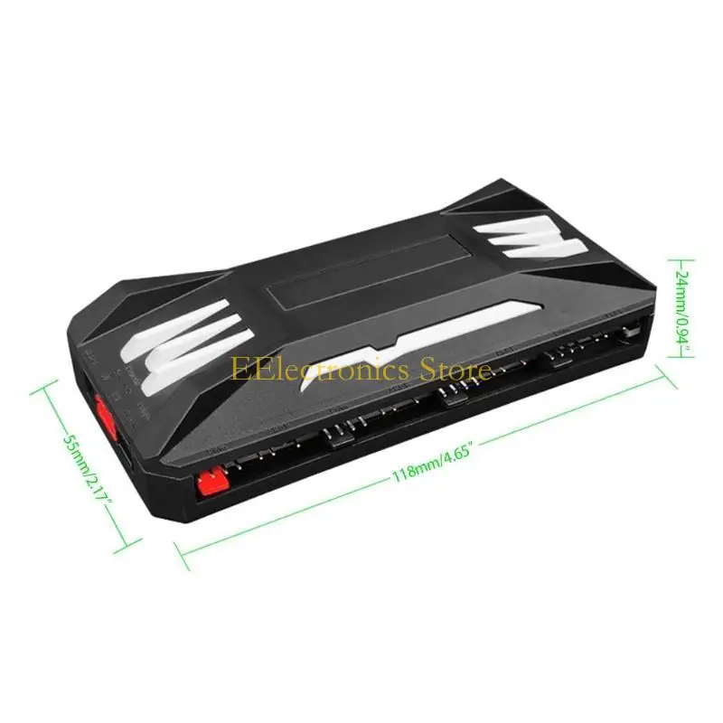 B03C Peningkatan Coolmoon Nirkabel ARGB Remote Control Chassis Fan Hub 8X4Pin PWM 10X3Pin