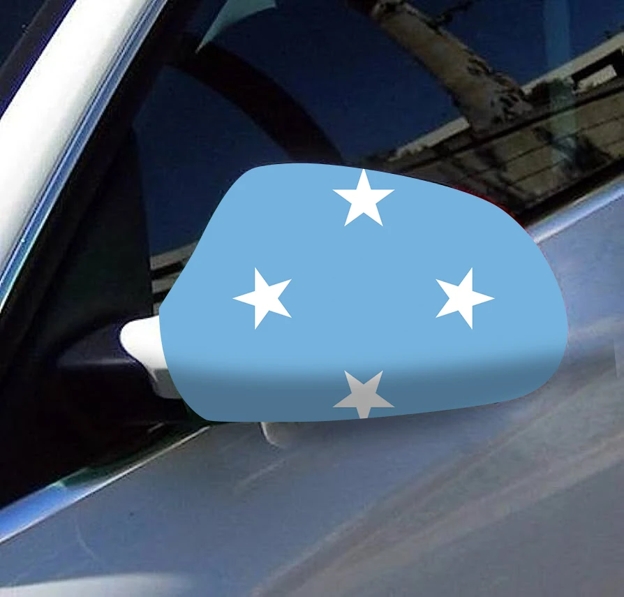 Directly Delivery 2 Pcs Free Size Four-way stretch fabric Micronesia Flags Car Mirror Cover