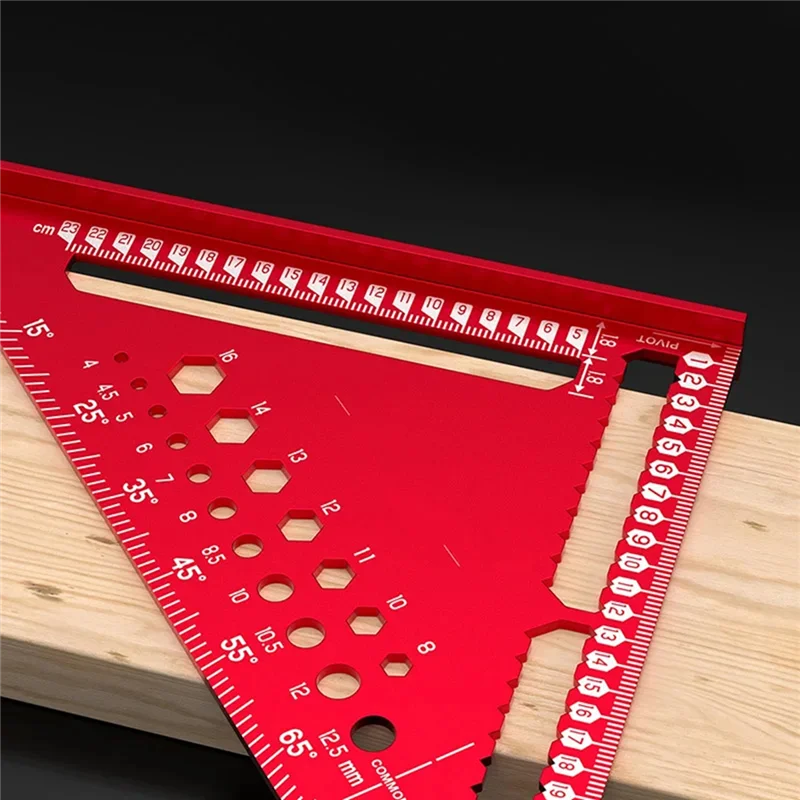 B23B Righello per marcatura ad angolo retto con perno di posizionamento, strumento ad alta precisione multiangolo per la lavorazione del legno con righello triangolare