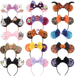 2024 Disney Halloween Series Ears Headband For Girls Sequins Bow Hairband Festival Party Cosplay DIY Hair Accessories