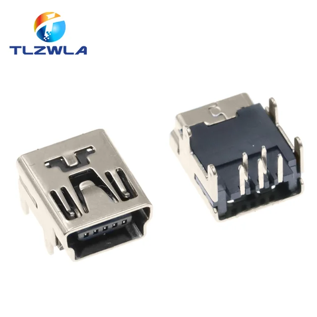 10 szt. Mini USB typu B 5-pinowe gniazdo żeńskie kątowe złącze DIP typu jack wtyczka