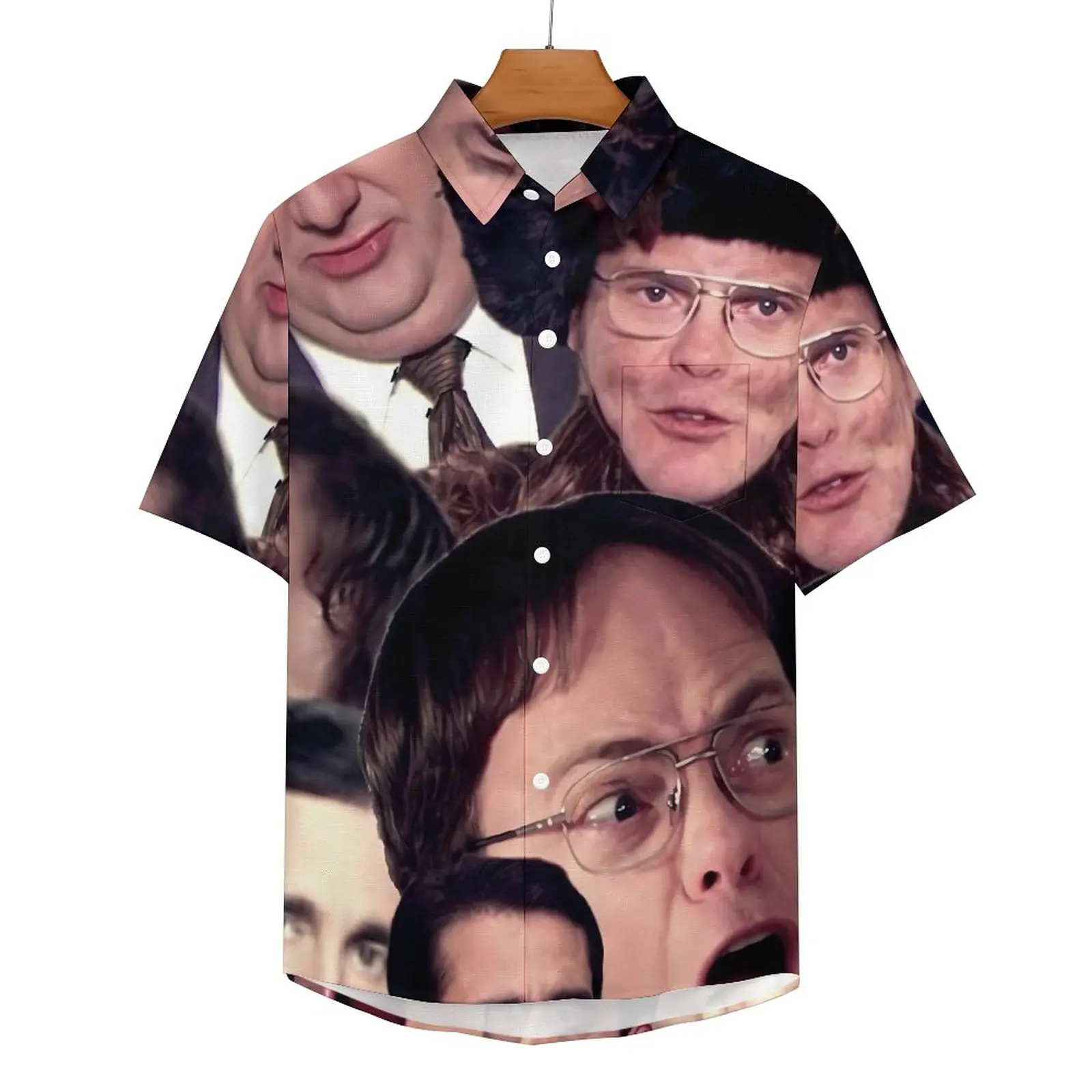 Dwight Schrute Blouses Men Office Mashup Casual Shirts Hawaiian Short Sleeve Graphic Streetwear Oversized Vacation Shirt Gift