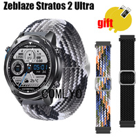 3in1 For Zeblaze Stratos 2 Ultra Strap Band Nylon Smart Watch Belt Adjustable Soft Wristband Screen protector film