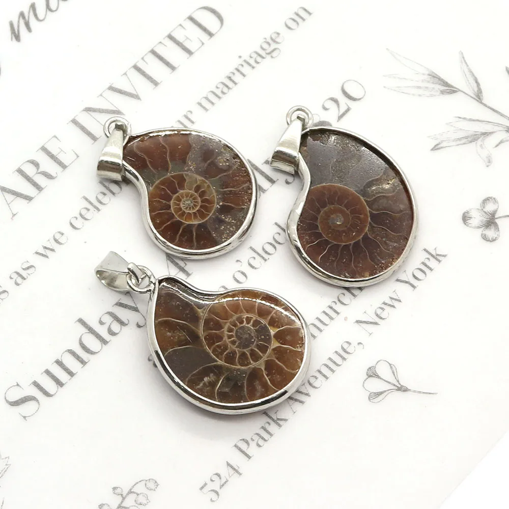 1pcs Natural Stone Shell Ammonite Snail Pendant Vintage Necklace Charm Fashion Jewelry Making DIY Earring Accessories 10-35mm