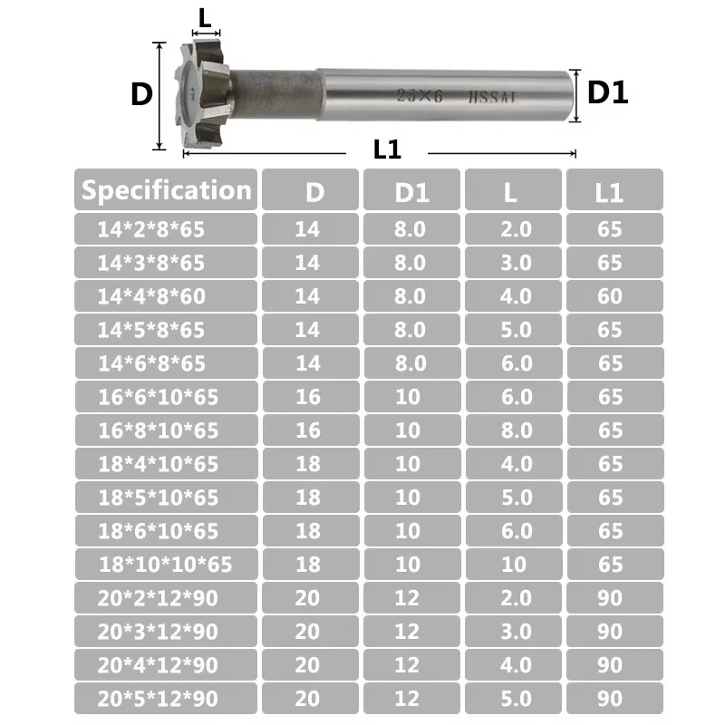 Fresa a T per scanalatura a T 10 12 14 16 20 25 30 32mm fresa in acciaio ad alta velocità per utensili per frese in metallo di durezza