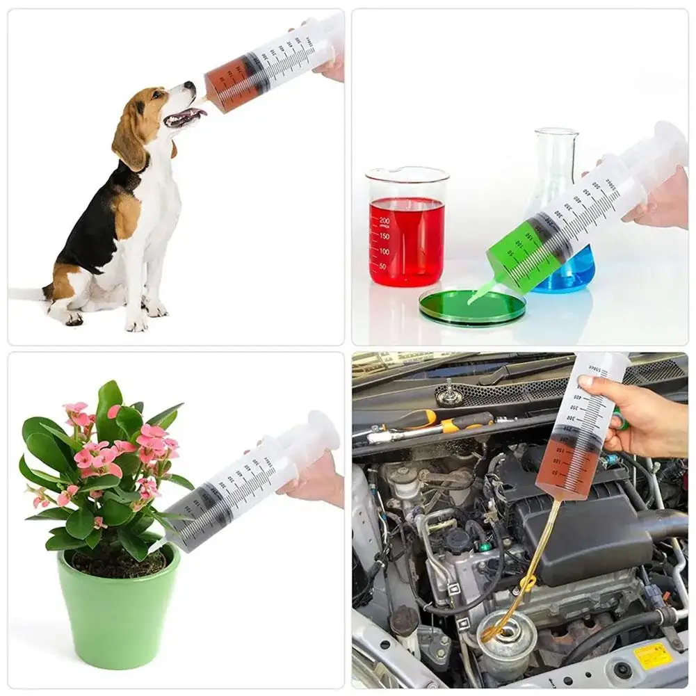 100/300/500/550ml Syringe Large Capacity With 100cm Hose Pump Measuring Washable Injector For Pet Feeding Oil Glue Fluid
