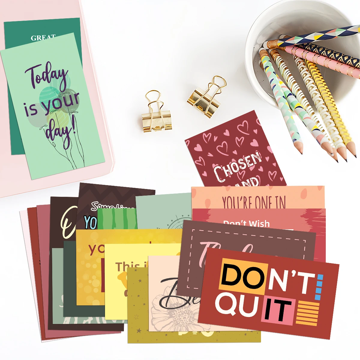 60 Stück aufhebende motivierende Zitatkarten, englische inspirierende Dankeskarten für ihn, ihre positive Affirmationen, Mini-Geschenkkarte – Detail 3