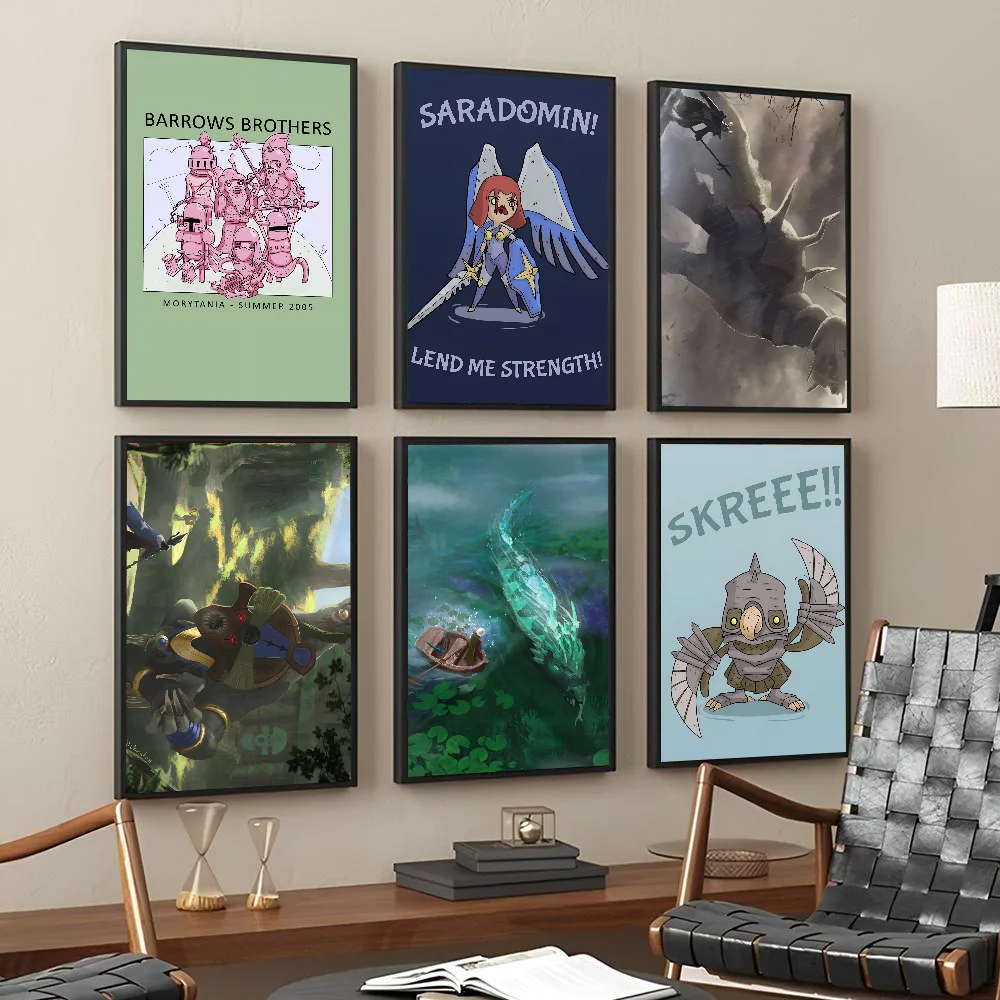 Runescape Gaming Art  Poster Self-adhesive Art Waterproof Paper Sticker Coffee House Bar Room Wall Decor