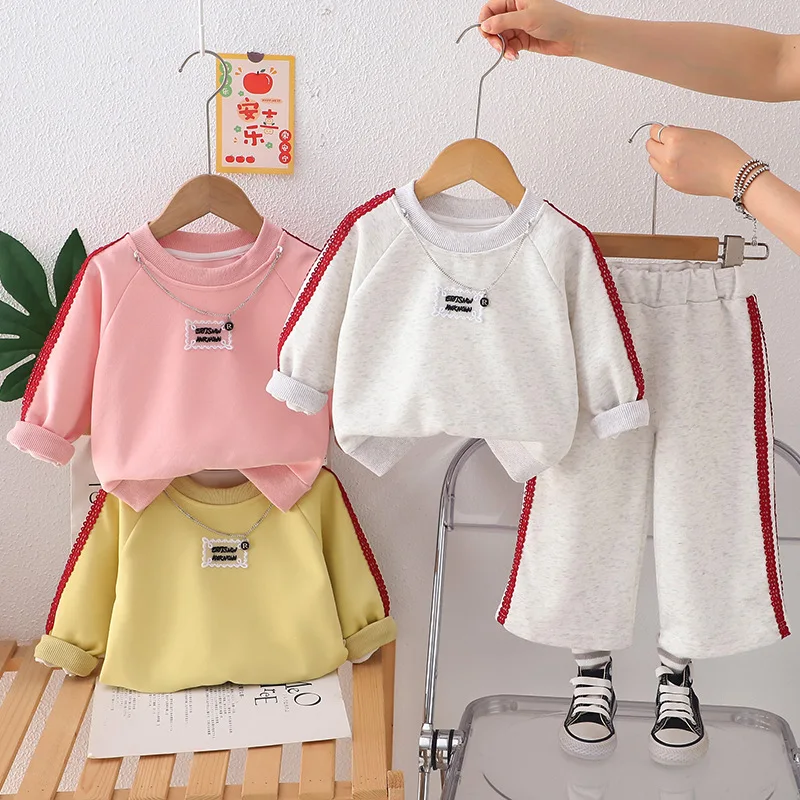 

Girls Clothes Sets Spring Autumn 2025 Children Cotton Sweatshirts Tops Pants 2pcs Sports Suit For Baby Tracksuits Kids Outfits 5