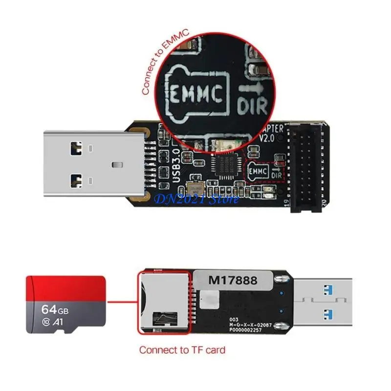 

F3KE EMMC-ADAPTER V2 USB3.0 Card Reader Programmer for DIY Main Control Board