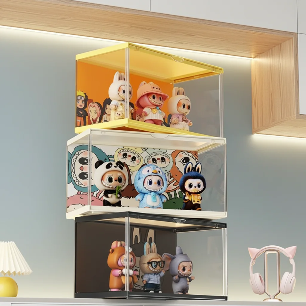 手作りディスプレイキャビネット、家庭用防塵透明大容量収納ボックス、大型厚みのあるおもちゃ収納ディスプレイ