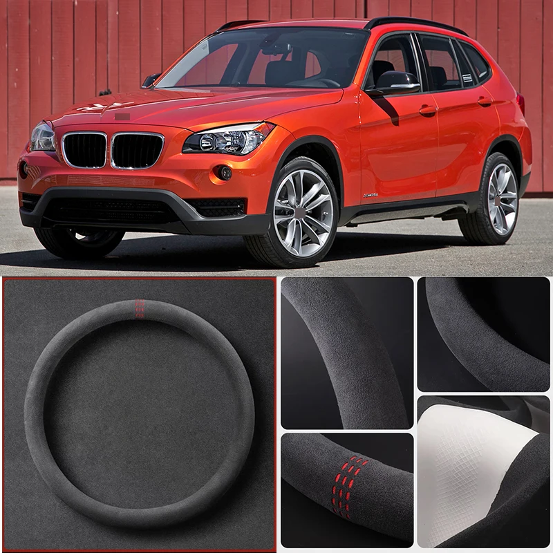 

Alcantara Anti-Slip Black Suede Leather Car Universal Steering Wheel Cover For BMW X1 Car Accessories