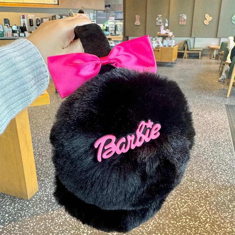 Soft Barbie Plush Ear Warmer Anime Kawaii Girls Winter Warm Women Fashion Black Earflap Outdoor Cold Protection EarMuffs Cover