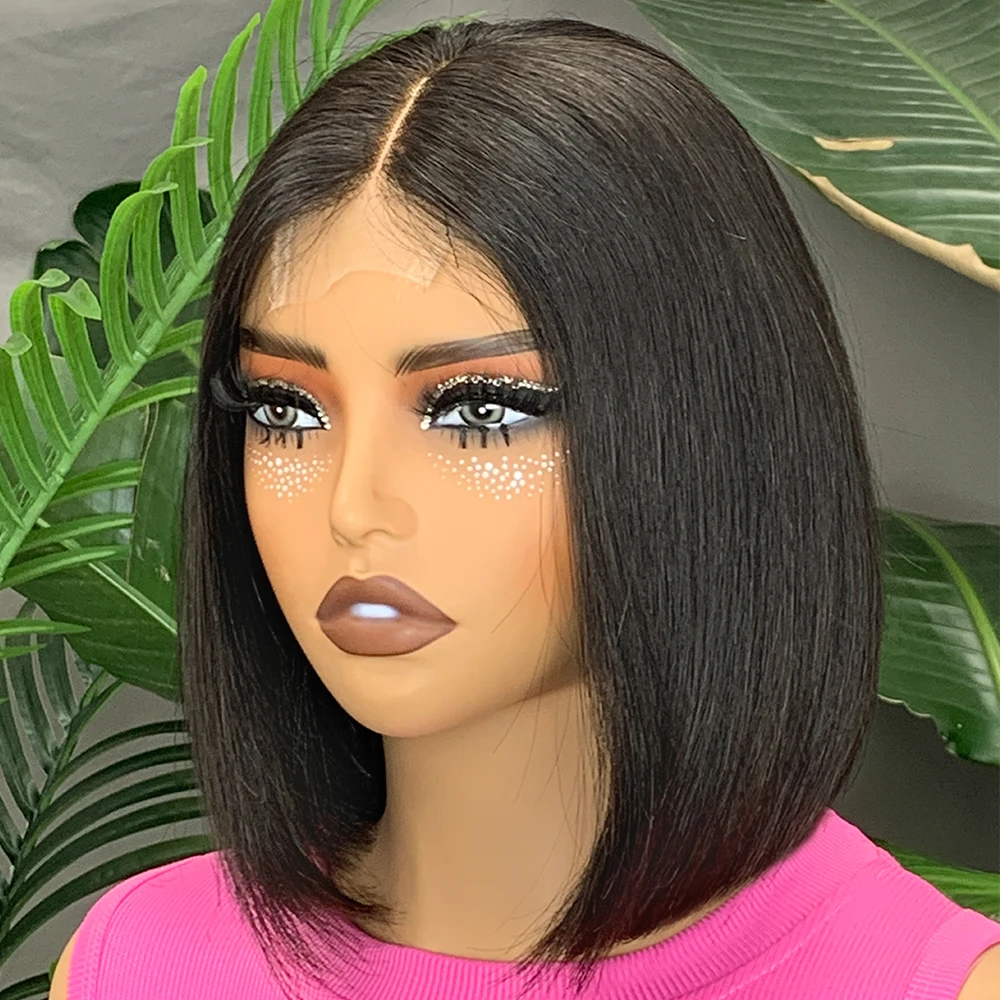 

Malaika 300% Density 2x6 Transparent Frontal Lace SDD Straight Human Hair Bob Wigs Short Hair With 100% Human Hair For Women