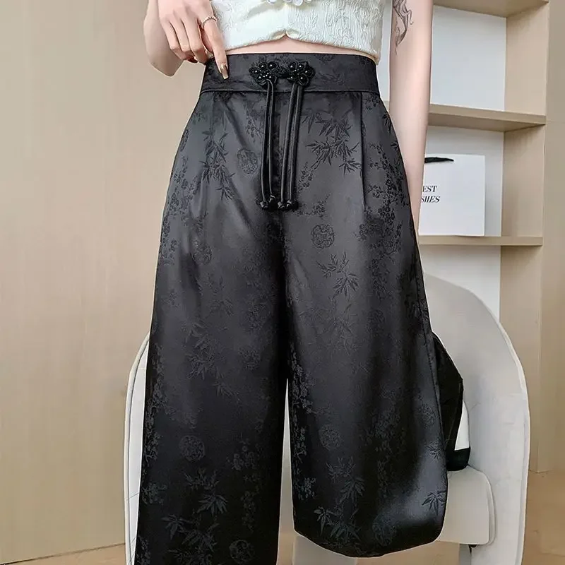 New Chinese Style Bell Bottoms High-Waisted Slimming Draped Straight-Leg Pants For Women Spring Summer 2024 Fashionable Bell Bot