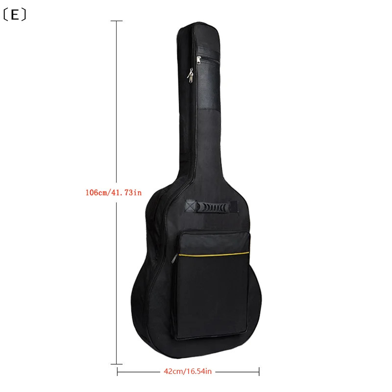 〔E〕41 Inch Portable Acoustic Guitar Bag Double Straps Waterproof Rip-stop Oxford Cloth Padded Black Guitar Case Gig Backpack view 6