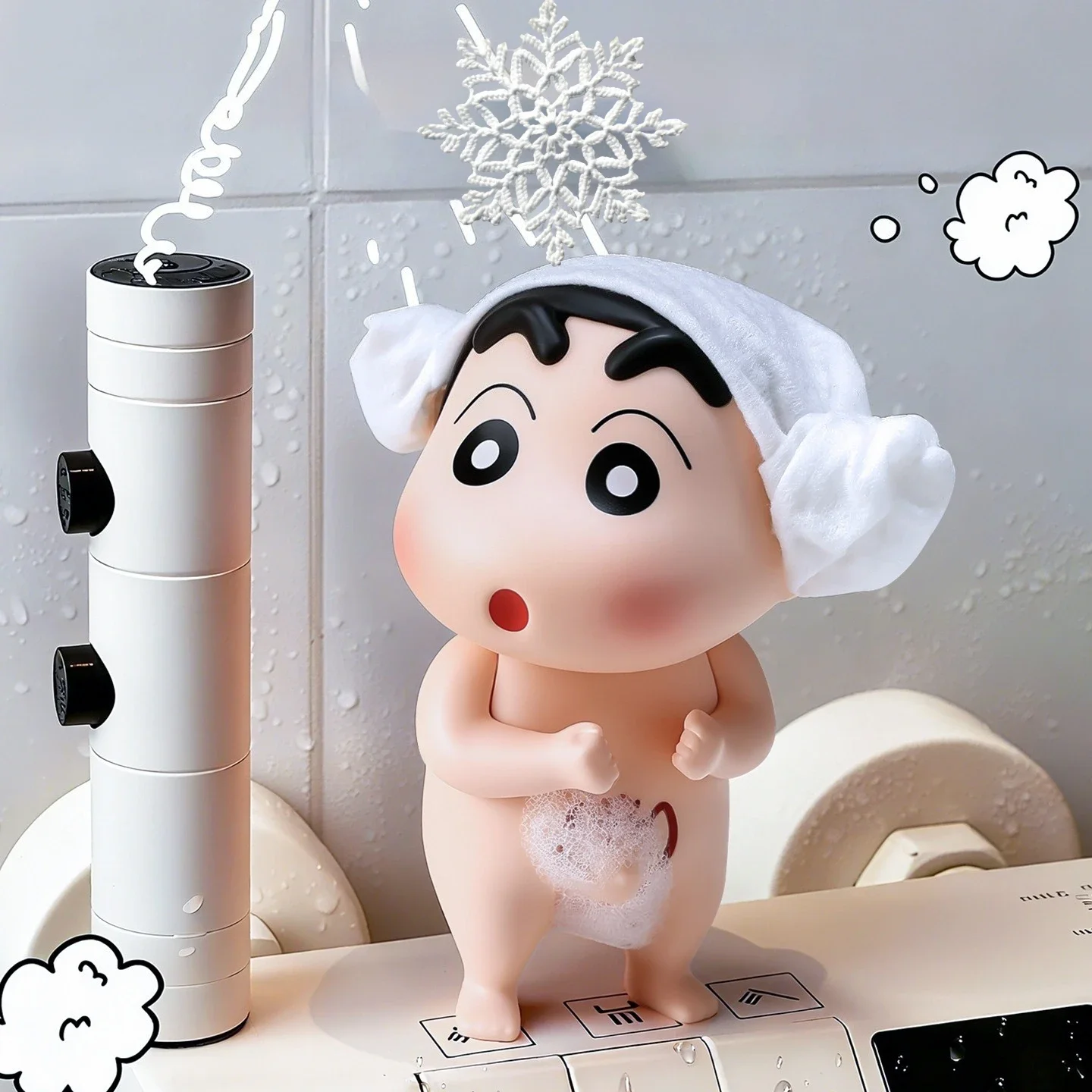 Crayon Shinchan Elephant Bath Stand-up Bathrobe Shower Cap Nohara Shinsuke Bath Companion Boys Girls Family Bathroom Decoration