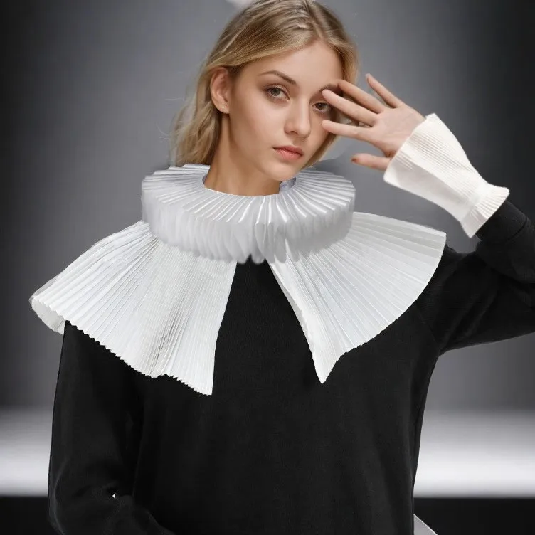 

Cosplay Palace Literary Organ Pearl Retro Fan-shaped Fake Collar Shawl Props