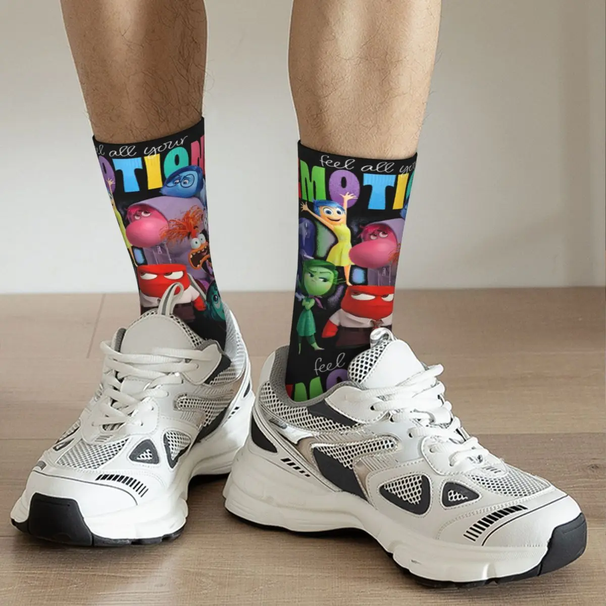 Crazy Design Inside Out 2 Feel All Your Emotions Vintage Sports Socks Polyester Long Socks for Unisex