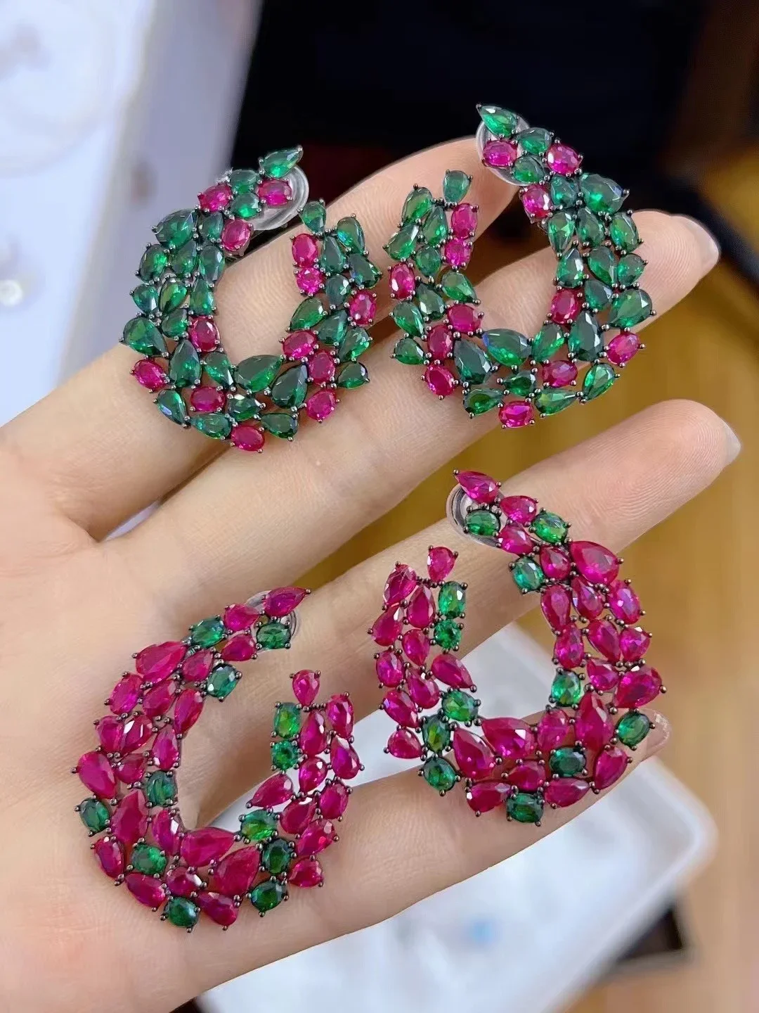 

Ruif Nice Contrast Color 925 Silver Hoop Earrings for Women Daily Wear Fine Summer Jewelry