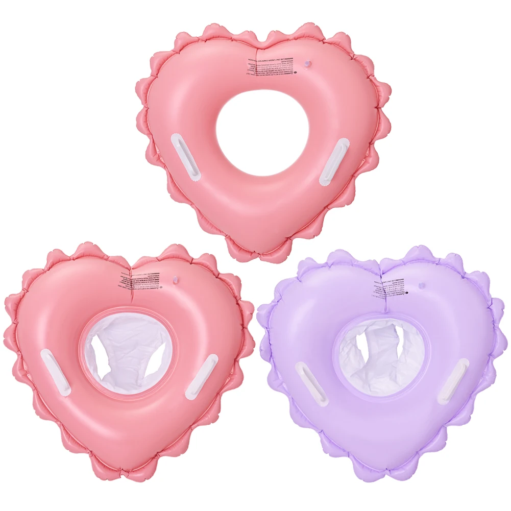 Heart Shape Baby Swim Ring Tube with Handle & Safety Seat Baby Swimming Float Leakproof Pool Floats Toys for Kids Toddles