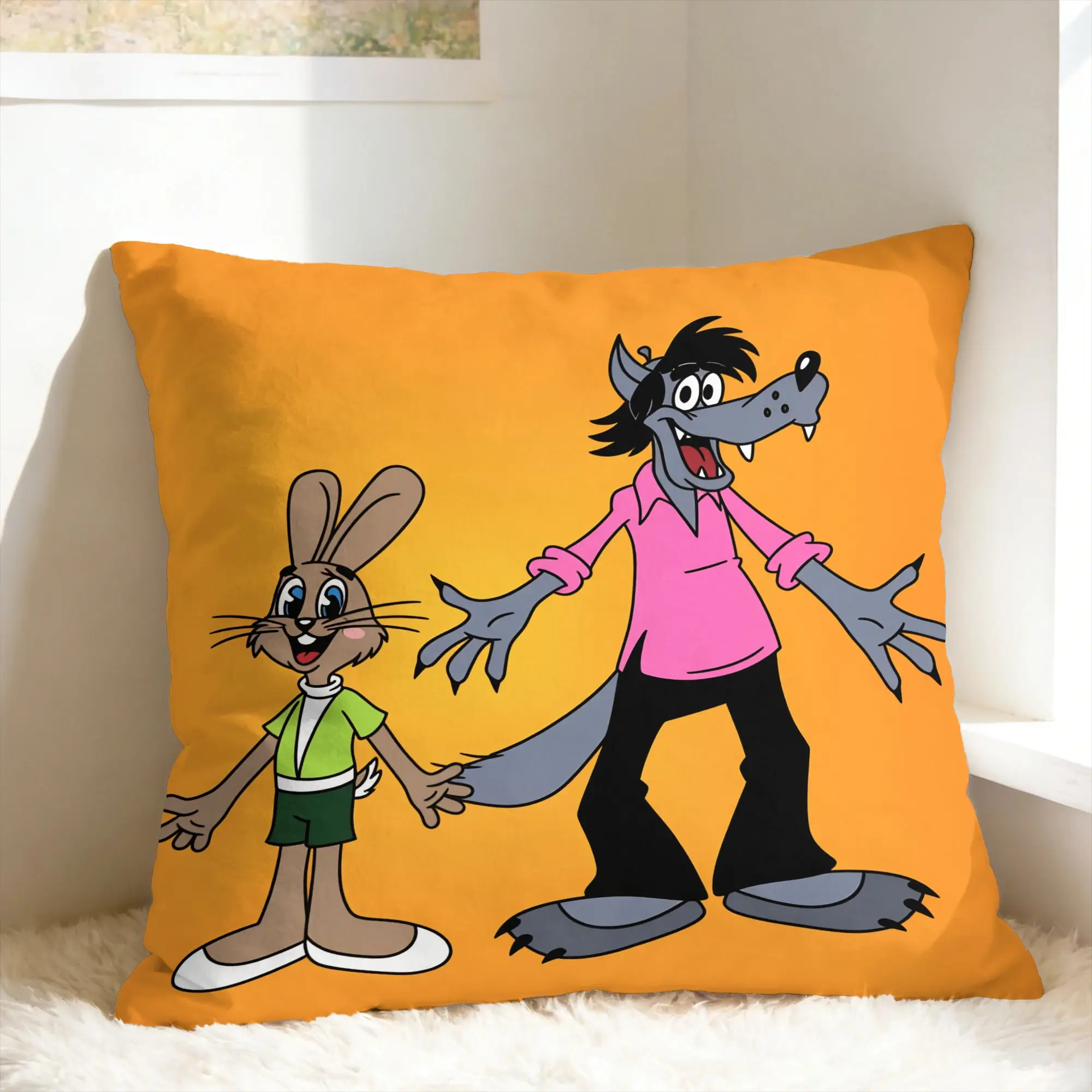 Russian Anime Nu Pogodi Pillow Case  Comfy Pillow Cover For Sofa Couch Bed Living Room Kawaii Pillowcases
