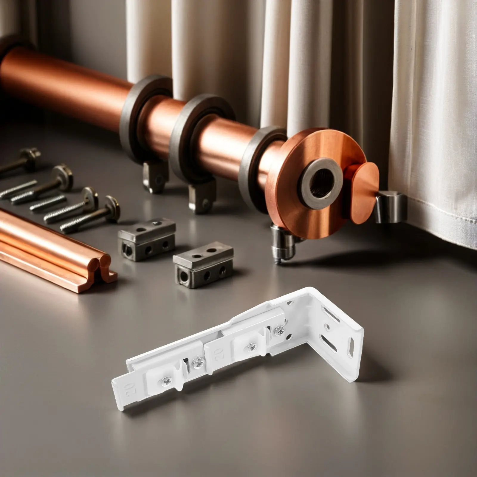 4Pcs Adjustable Curtain Track Brackets Ceiling Mount Window Screen Installation Heavy Duty Curtain Track Mounting Hardware Clips