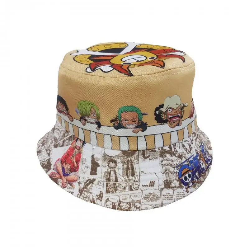 One Piece Portgas D Ace Bucket Hat Monkey D. Luffy Women Men Teenager Outdoor Sunscreen Wide Brim Hats Caps Panama Summer