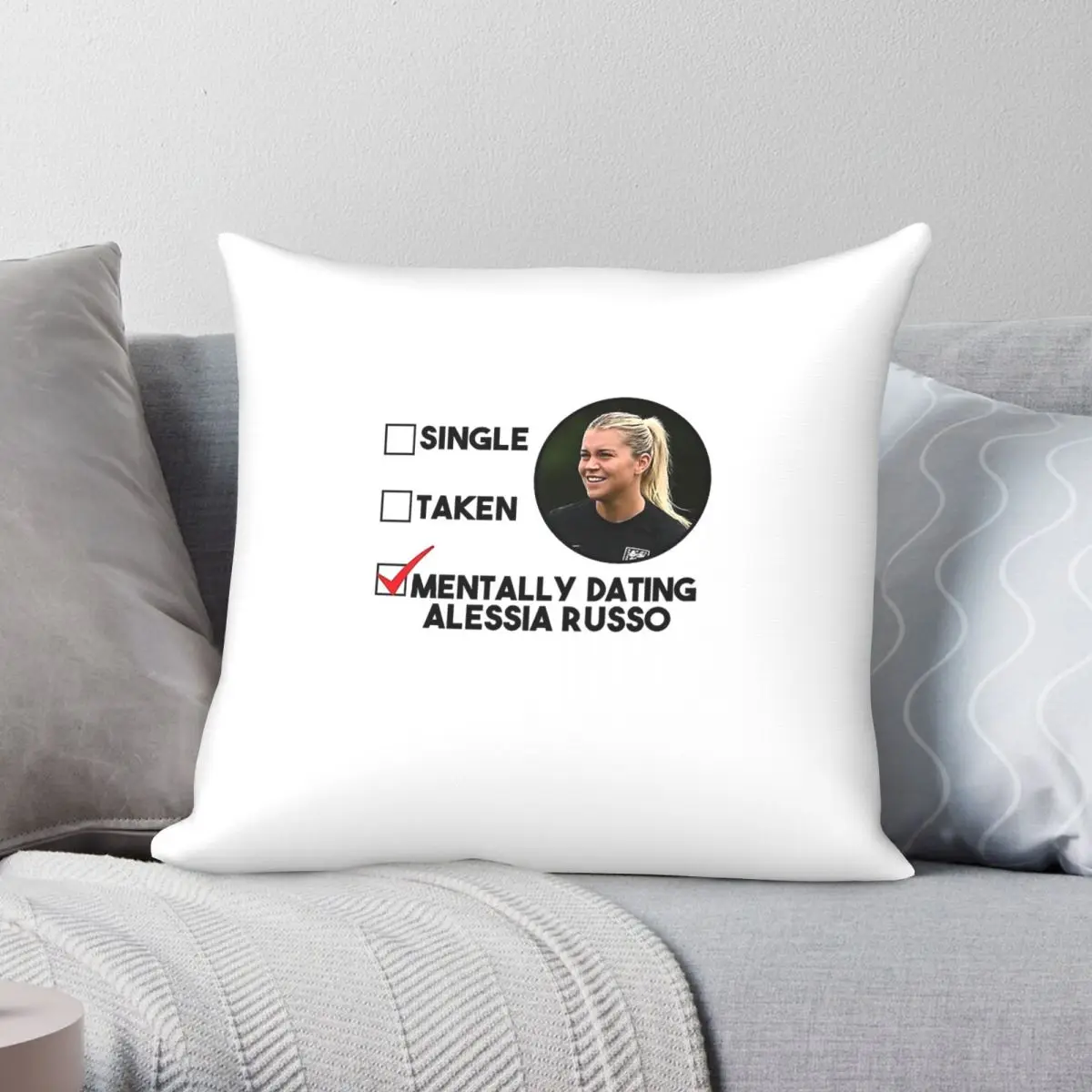 Mentally Dating Alessia Russo Funda de almohada cuadrada de poliéster, lino, terciopelo, con estampado y cremallera, funda de cojín para sofá